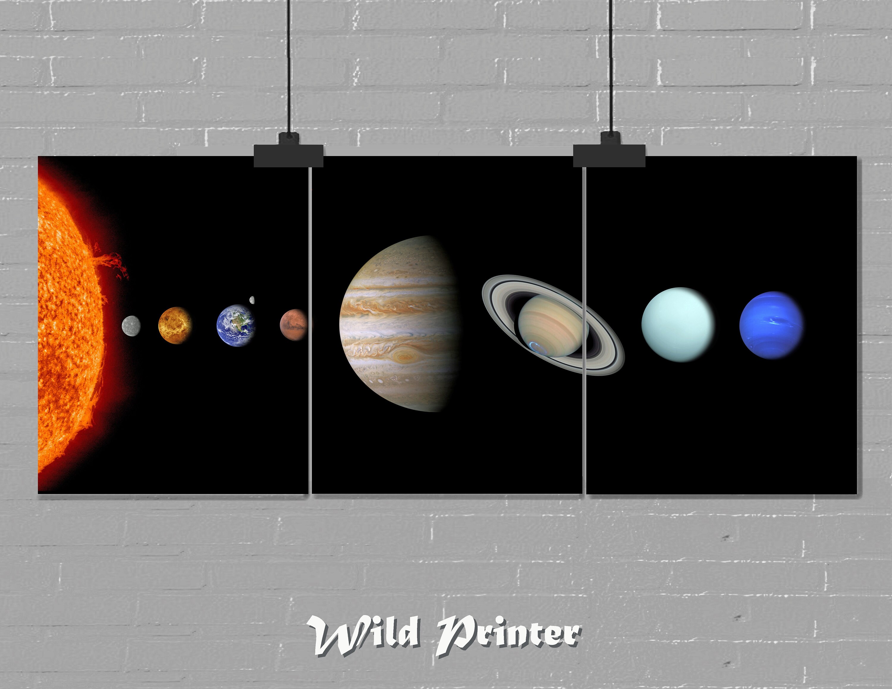Outer Space Wall Art Solar System Print Galaxy Set Of 3 Etsy