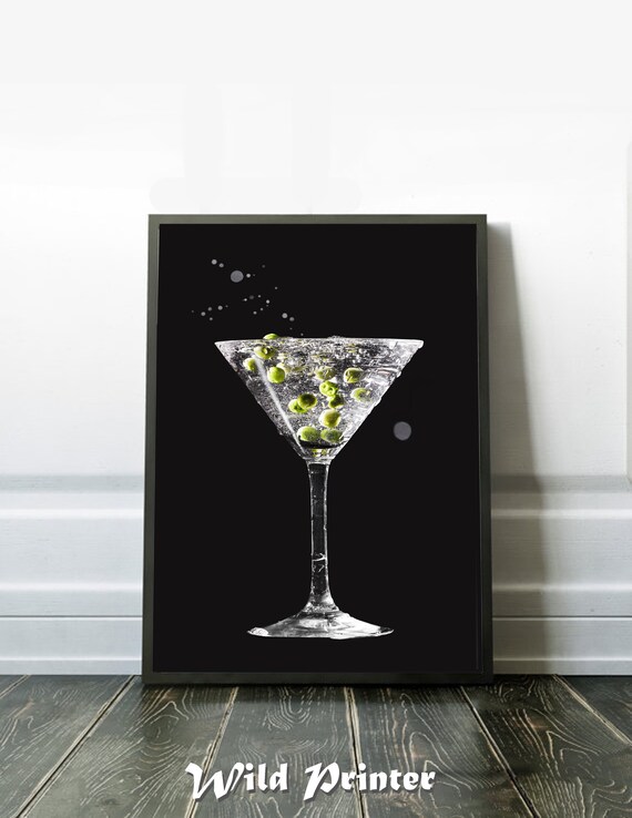 Martini Glass Wall Art Bar Home Decor Cocktail Print Etsy
