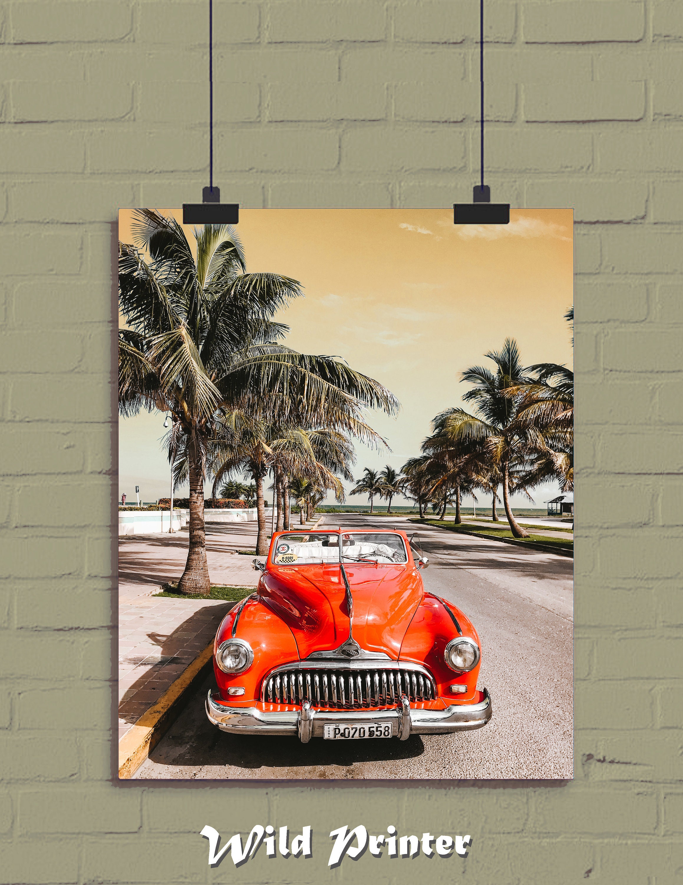 Cuba Print Old Havana Vintage Travel Wall Art Antique Car Etsy