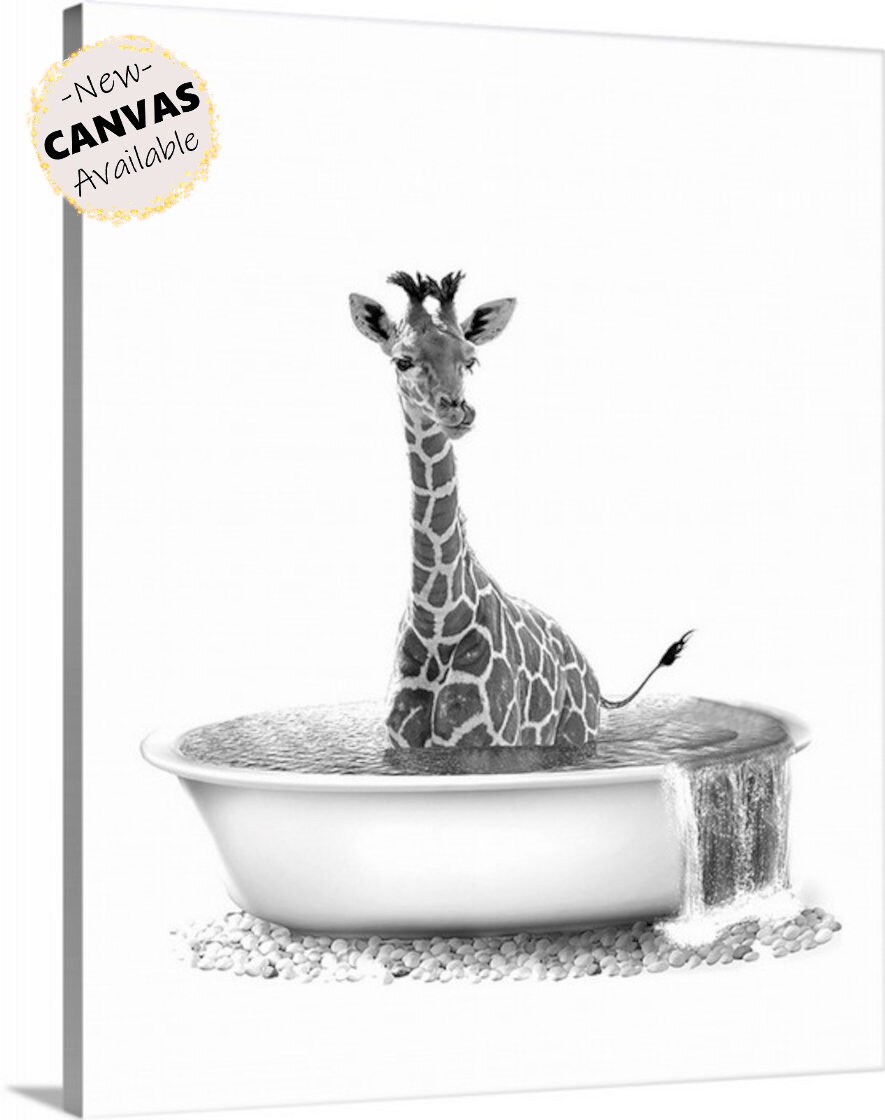 Schwarz & weiß Baby Giraffe Badewanne Wandkunst Safari | Etsy