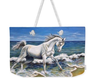 Weekender Tote Bag with Original Horse Art by Anna Festa
