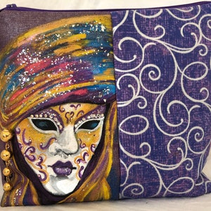 Designer Painted Masquerade Series Evening Bag with Swarovski Crystals