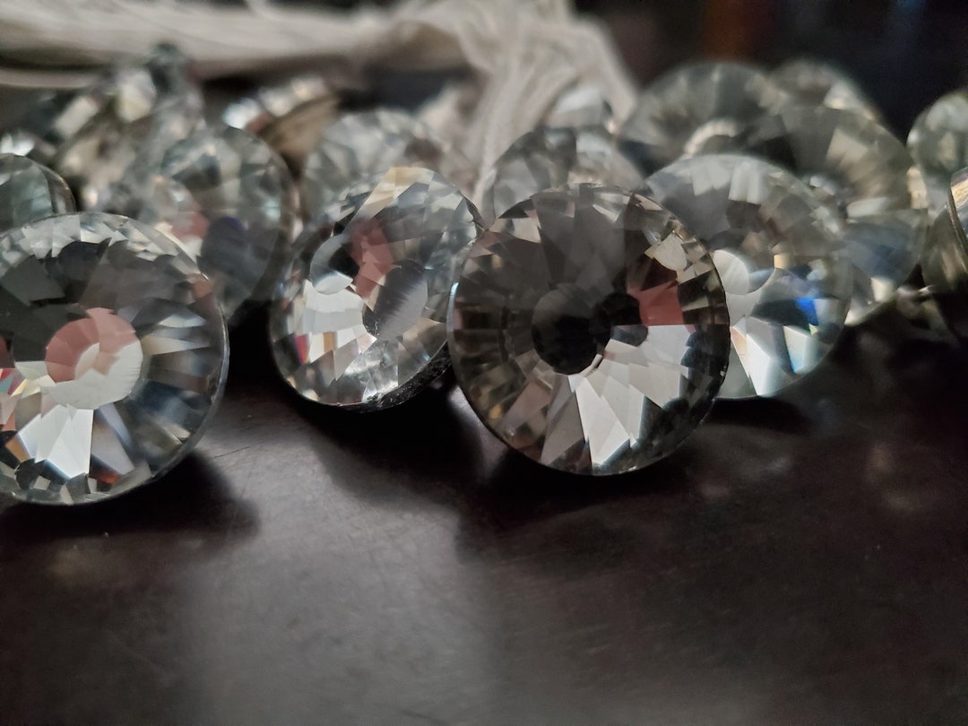 Large 23mm Round Clear Crystal Rhinestone Buttons, GREAT for Upholstery ...