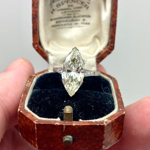Estate Antique 5.43 CTW Marquise Shaped Diamond Platinum Engagement Ring