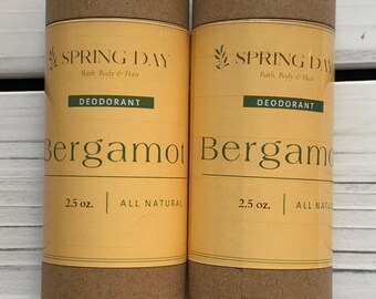 Natural Deodorant,  Aluminum-free, Bergamot,  Shea Butter, Eco-friendly Kraft Paper Tube, 2.5oz