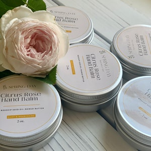 Citrus Rose hand balm, hand salve, hand lotion for dry hands and elbows, Christmas gift