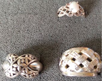 Sterling Silver Rings:  Lot of 3 Rings Stamped .925 Silver, Size 5