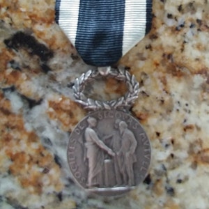 Antique French Art Nouveau Sterling Silver (Argent) Art Medal Mutual Aid Society Signed by Louis-Oscar Roty