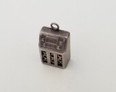 Vintage Sterling Silver Console Radio Charm, Tube Radio Charm, Figural Cabinet Radio Charm