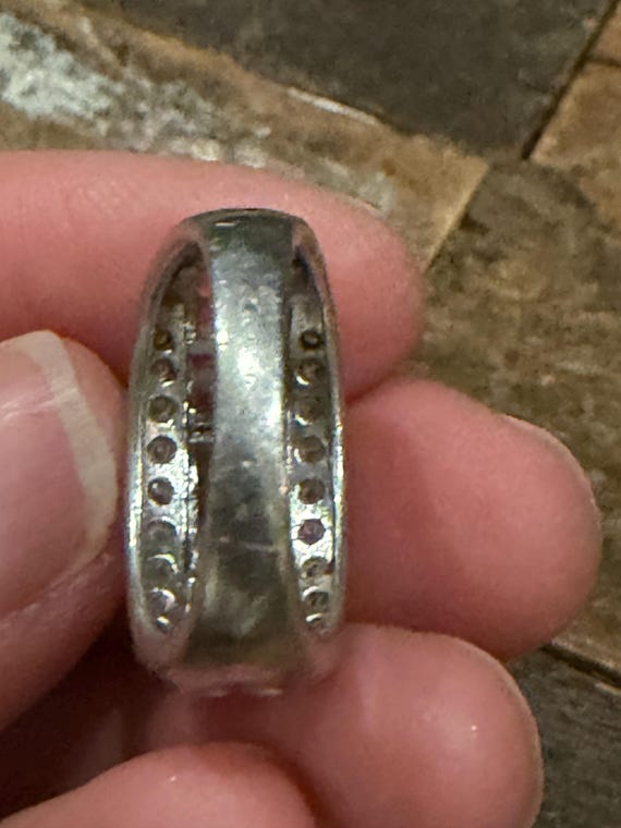 Sparkly 925 sterling silver statement ring with c… - image 11