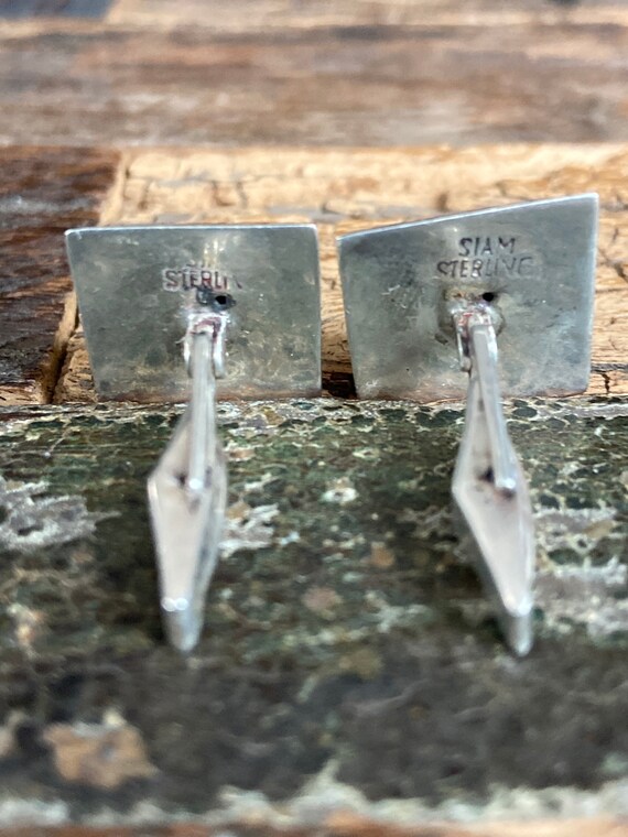 Vintage pair of square Siam sterling cufflinks, S… - image 3