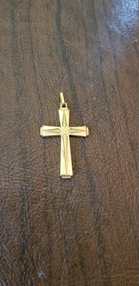 Antique French Savard Fix Gold Filled Cross Penda… - image 1