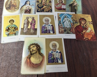 Vintage Lot of Mass Prayer Cards, 34 Remembrance Funeral Cards, Date from 1930’s-1990's, Catholic Prayer Cards