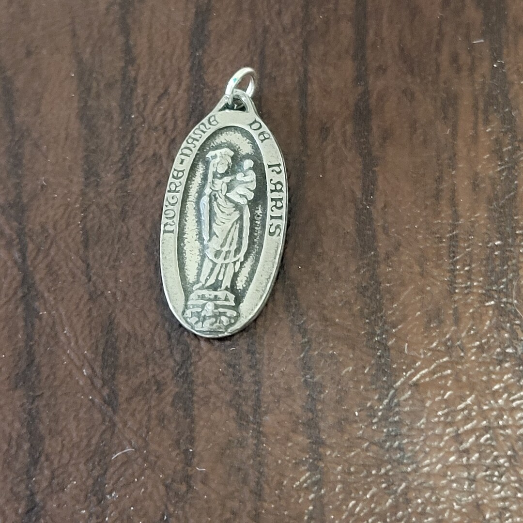 Vintage French Religious Medal, Notre Dame De Paris Medal, Silver ...