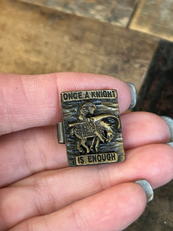 Small rectangular brass colored Once A Knight Is … - image 6