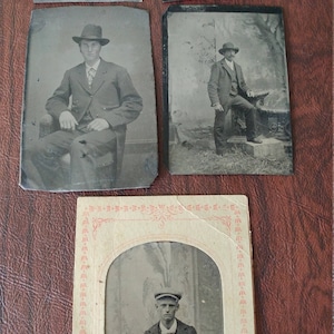 Handome Headwear:  Lot of 5 Antique Tintype Photographs of Men Wearing Hats