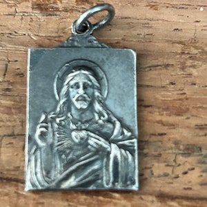 Silver? Sacred Heart Jesus/Our Lady of Mount Carmel medal, religious medal