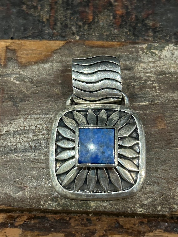 925 sterling silver statement square flower slide… - image 1