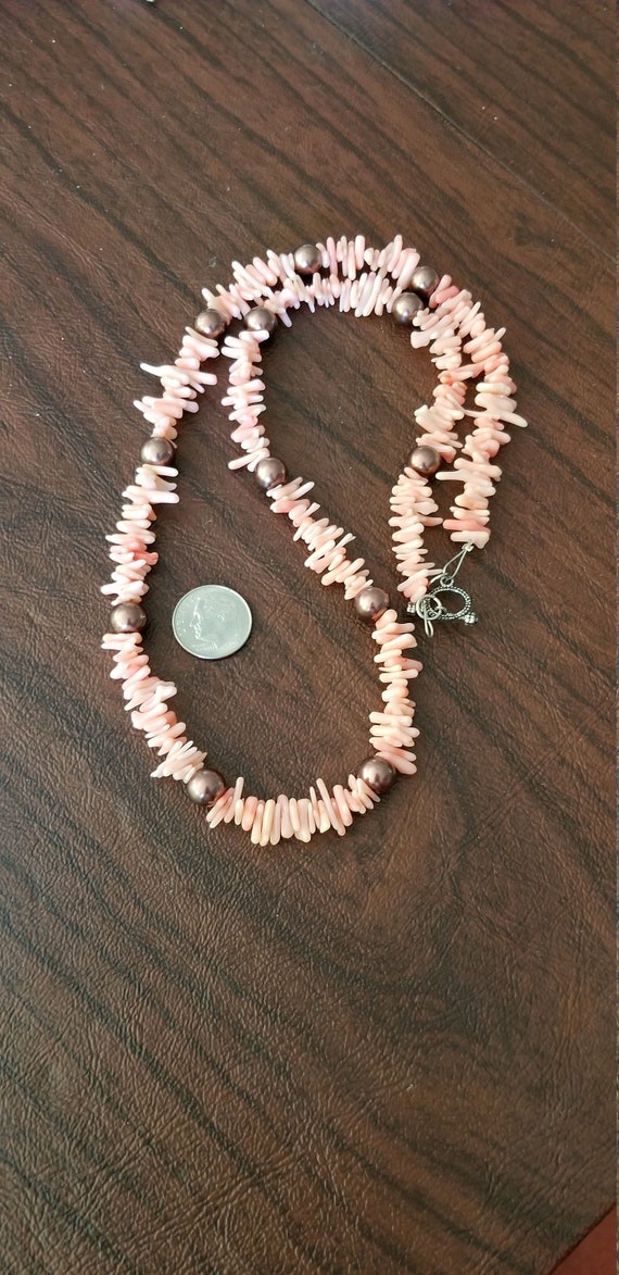 Vintage Coral Branch Necklace, 23 Inch Coral Neck… - image 2