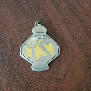 Vintage Belgian Advertising Fob, Silver Plate & Enameling, &quot;Priere De Renvoyer a Touring-Secours&quot; Return to Owner Tag, Insurance Company Fob