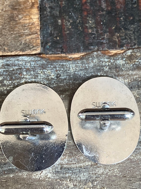 Vintage pair of Swank 1950’s silver tone and pink… - image 5