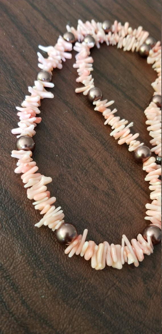 Vintage Coral Branch Necklace, 23 Inch Coral Neck… - image 3