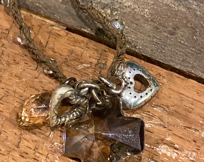 Retired Brighton Karma Crystal Cross Charm Cord and Crystal Necklace Etsy