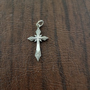 Antique Hammered Cross Charm Pendant (Silver) Pendant Roma Silver Collection Roma Designer Jewelry