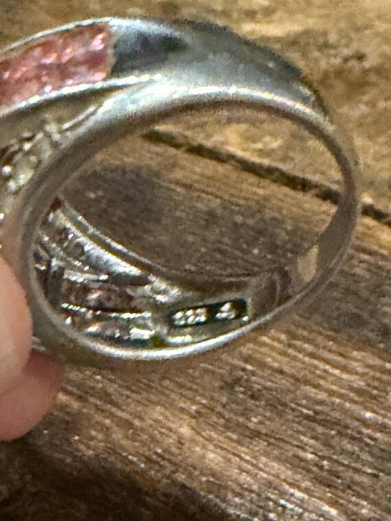Sparkly 925 sterling silver statement ring with c… - image 10
