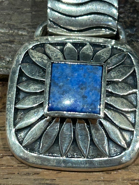 925 sterling silver statement square flower slide… - image 4