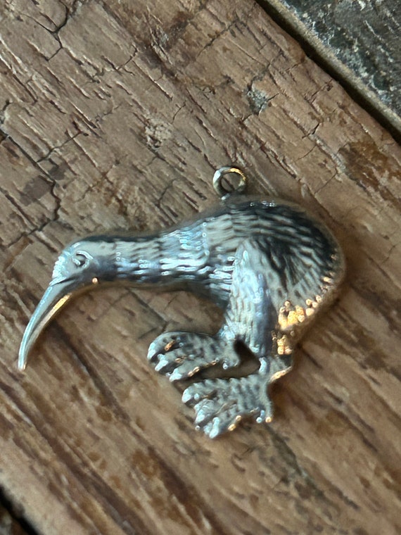 Silver kiwi bird charm for bracelet, New Zealand … - image 1