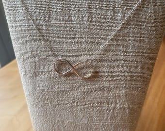 Vintage Sterling Silver Infinity Symbol Necklace, Floating Infinity Necklace, Sterling Chain Necklace w/Infinity Symbol, 16-18 Inch Necklace