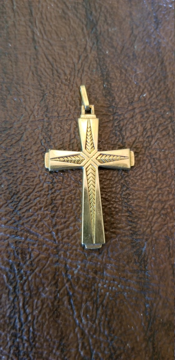 Antique French Savard Fix Gold Filled Cross Penda… - image 4