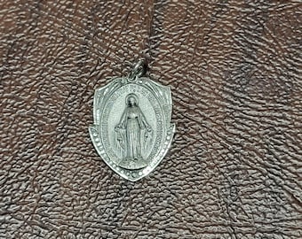 Relart Sterling Silver Miraculous Medal Pendant, Vintage Virgin Mary ...