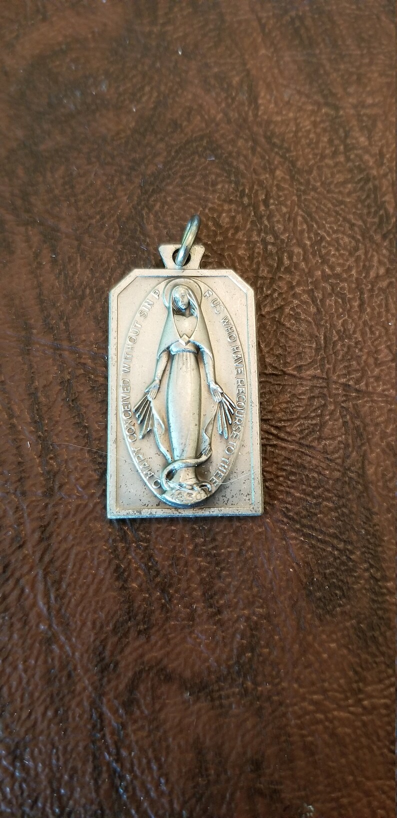 Vintage Italian Modernist Miraculous Medal/Pendant Silver image 0