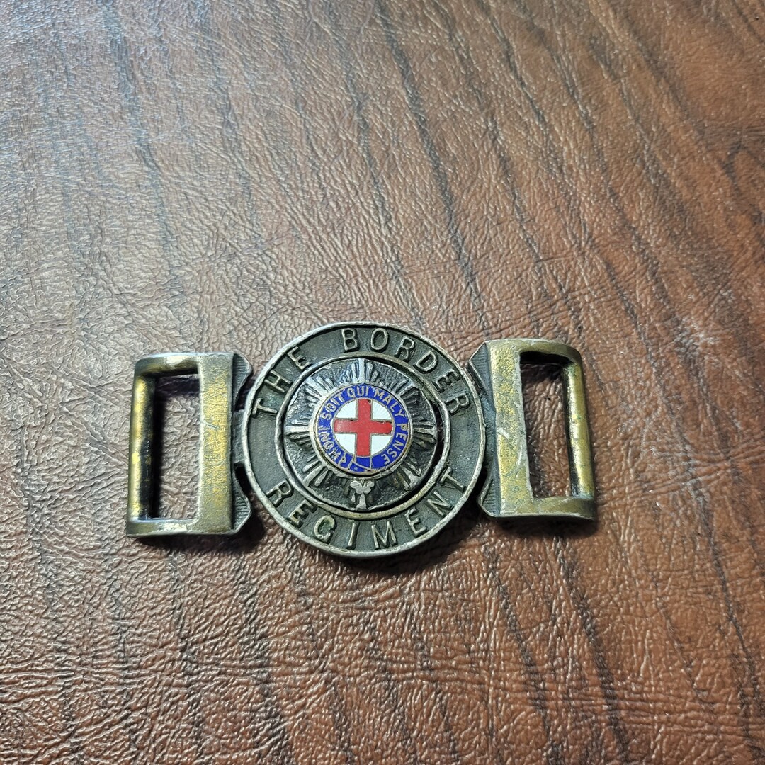Vintage WW2 UK British Honi Soit Qui Mal y Pense Border Regiment‎ Belt Buckle Vintage WW2 UK British Honi Soit Qui Mal y Pense Border  main image 4
