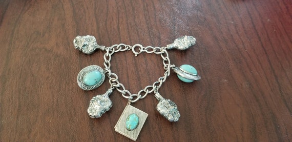 Vintage Costume Jewelry Charm Bracelet with Faux … - image 1