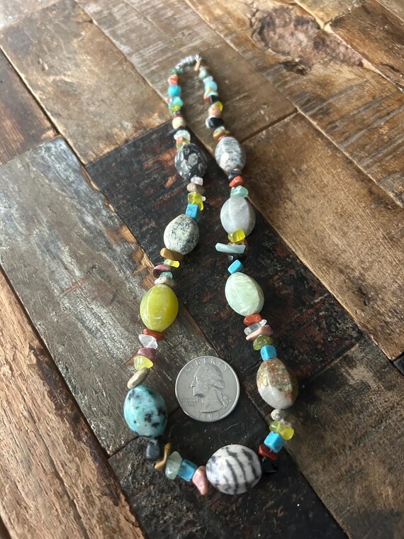 Multicolored multi shaped multistone 16 inch bead… - image 2