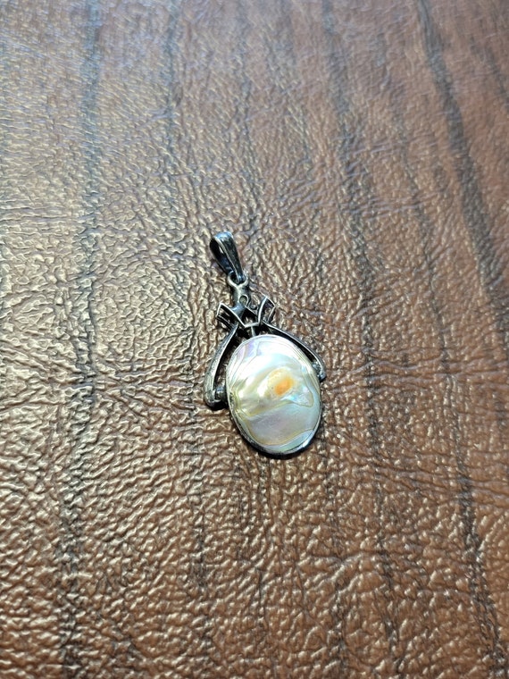 Lovely Edwardian Sterling Silver and Blister Pearl