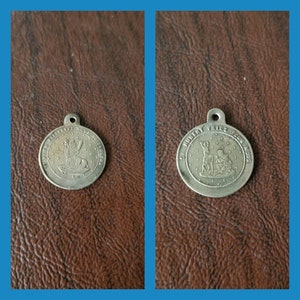 Vintage Nineteenth Century Religious Medal/Amulet Against Cholera, St. Roch and St. Hubert French Catholic Medal,&quot;Preservez Nous Du Cholera&quot;
