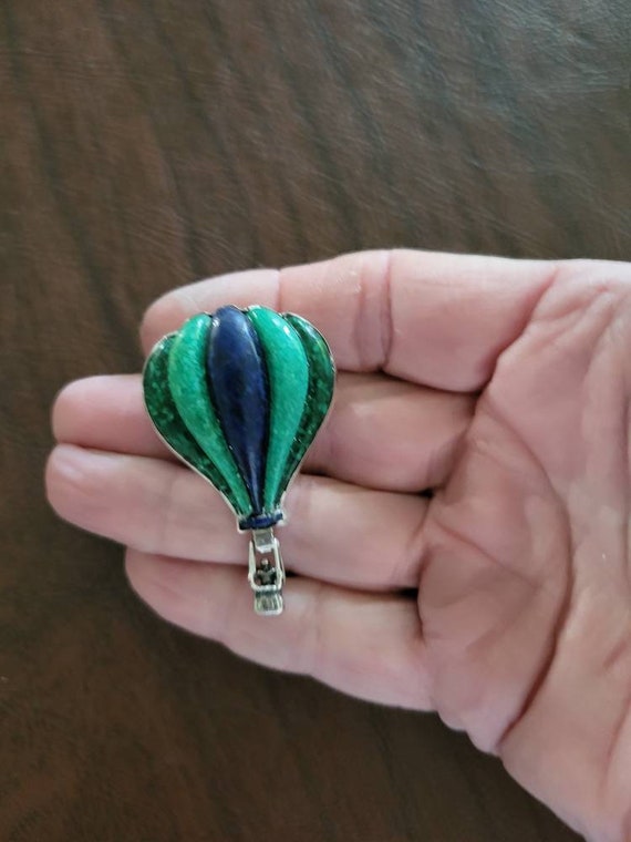 Sterling Silver Gemstone Inlaid Hot Air Balloon B… - image 3