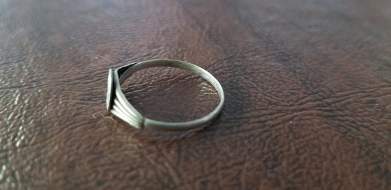 Vintage Sterling? French Virgin Mary Ring, Thin B… - image 6