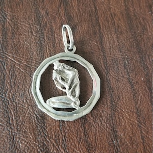 Pretty Sterling Silver Virgo Pendant,  Open Cut Design of Virgo the Virgin, Zodiac Pendant, Nice Detail on Both Sides, Astrology Pendant