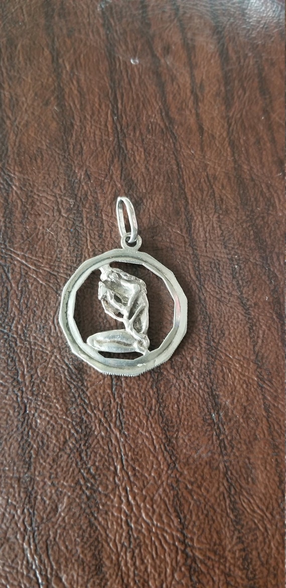 Pretty Sterling Silver Virgo Pendant,  Open Cut De