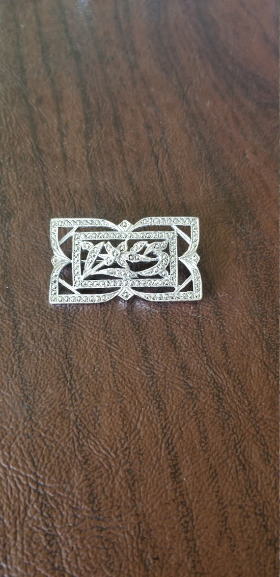 Beautiful Sterling Silver and Marcasite Brooch, R… - image 1