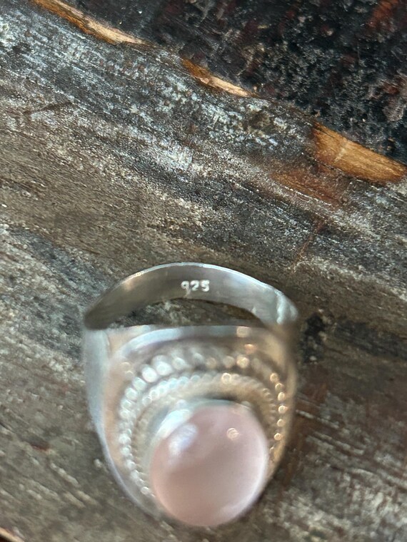 925 sterling silver statement ring with oval pink… - image 5