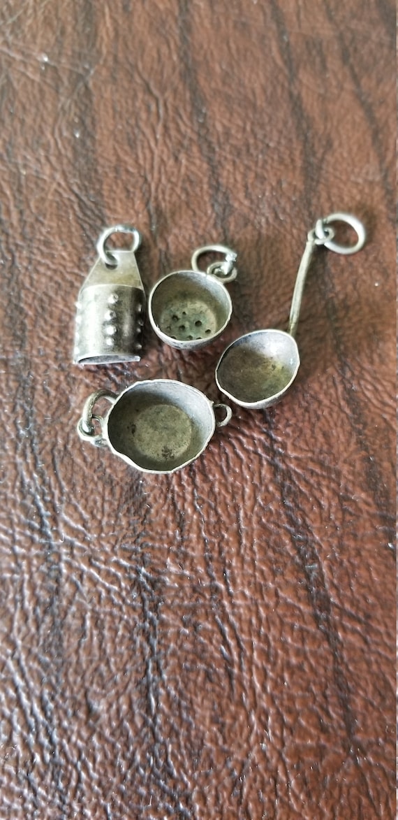 Vintage Lot of 4 Sterling Cooking Utensil Charms, 