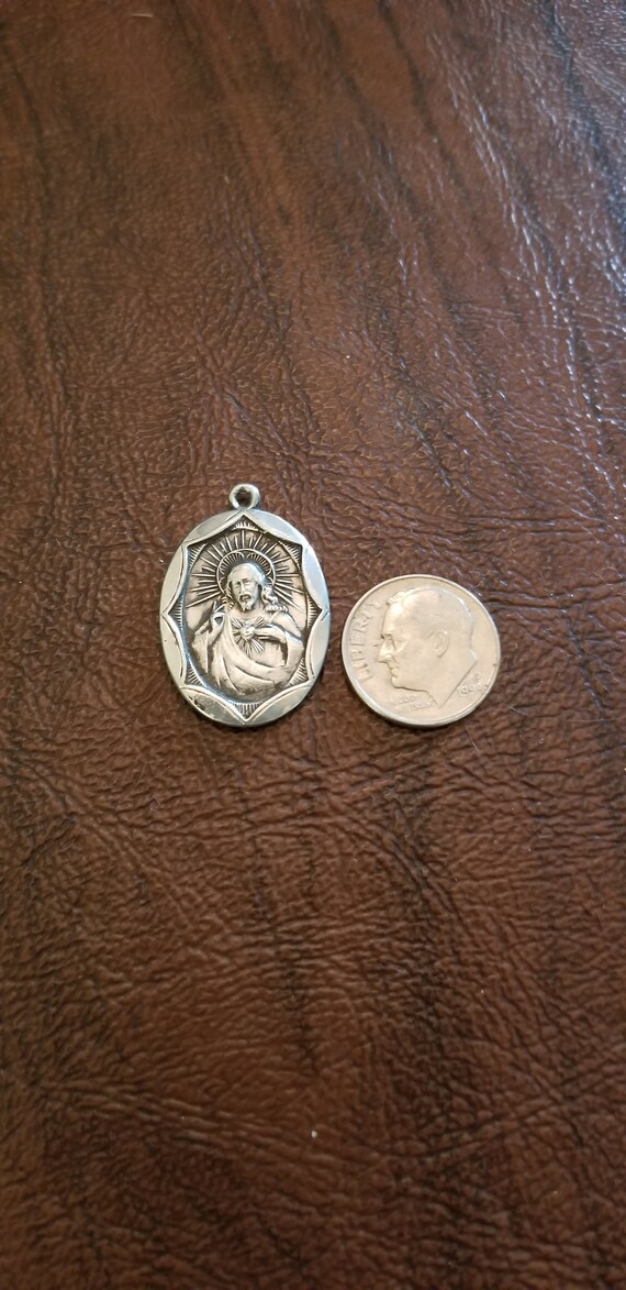 Vintage Chapel Sterling Silver Sacred Heart Medal… - image 2
