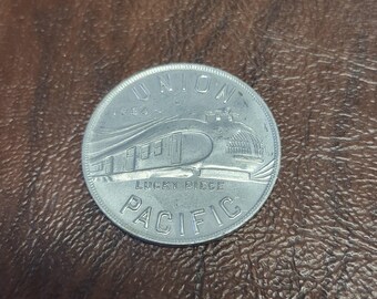 Vintage Union Pacific "Lucky Piece," Aluminum Token, Alcoa Aluminum Sample Used to Make the Union Pacific Train, Chicago World’s Fair Token