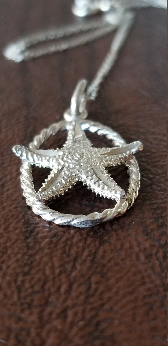 Pretty Sterling Silver Starfish Pendant Necklace,… - image 5